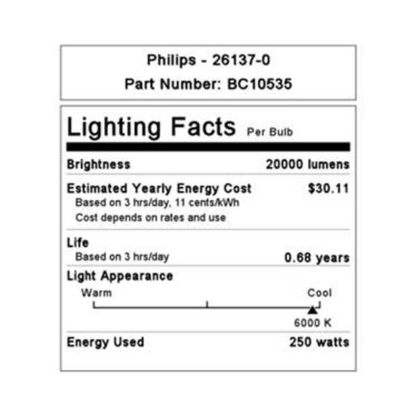 Philips 261370 MSR 250 HR 1CT 4 GZY9.base 198v 5 Hot Restrike HID Light Bulb Cheap