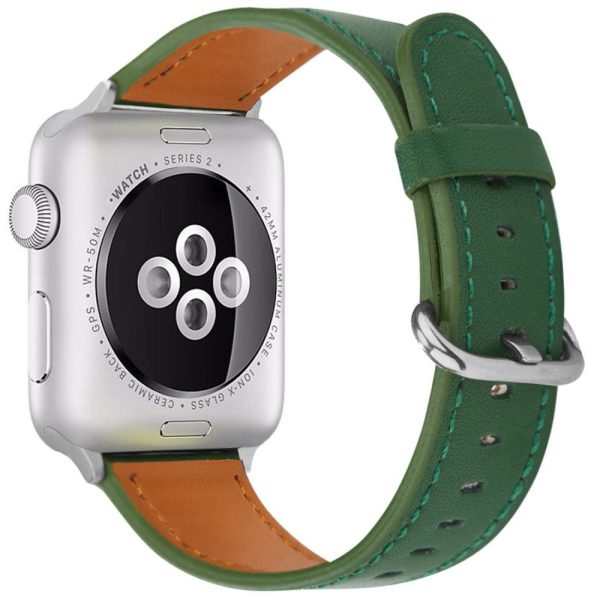 Apple Watch Series 41mm - 40mm - 38mm Genuine Cow Leather Strap - Green on Sale