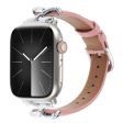 Apple Watch Series 41mm - 40mm - 38mm Watch Band Genuine Leather - Silver   Pink Hot on Sale