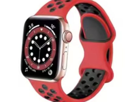 Apple Watch Series 49mm - 45mm - 44mm - 42mm4mm   3 2 1 42 Silicone Watch Strap - Red+Black For Cheap