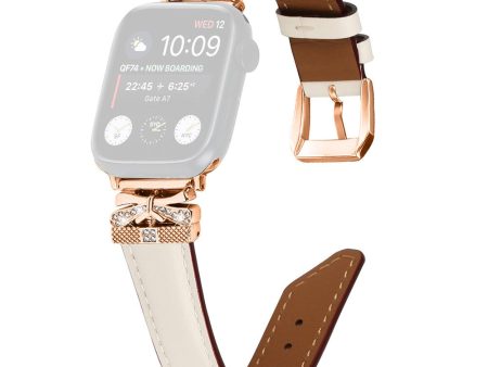 Apple Watch Series Universal 41mm 40mm 38mm Rose Gold Buckle Smart Watch Strap - Apricot Cheap