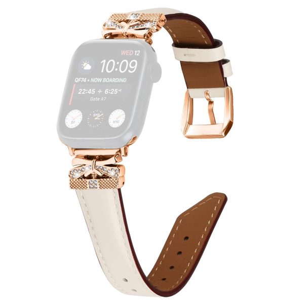 Apple Watch Series Universal 41mm 40mm 38mm Rose Gold Buckle Smart Watch Strap - Apricot Cheap