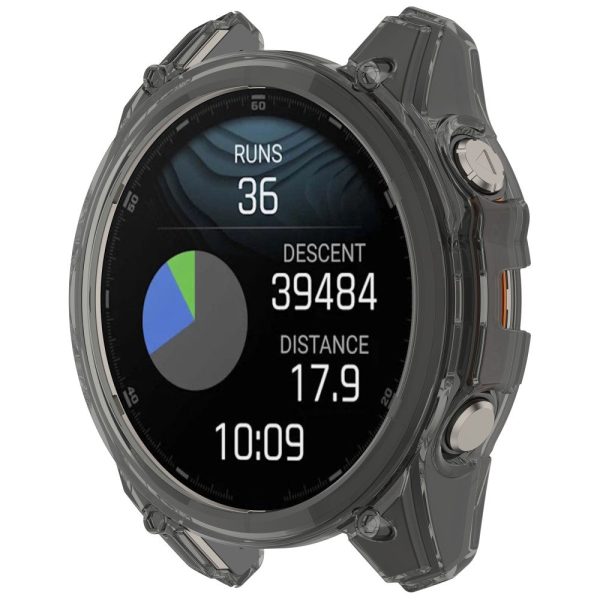 Garmin Fenix 8 47mm Flexible Case Drop-Proof Half Guard Watch Case Cover - Transparent Black Supply