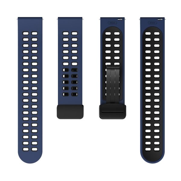 20mm Universal dual color silicone strap with black buckle - Midnight Blue   Black Online now