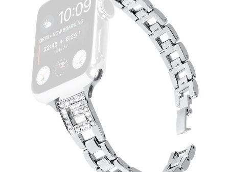 Apple Watch Series 41mm - 40mm - 38mm Watch Band G-Shape Rhinestone Decor - Silver For Cheap