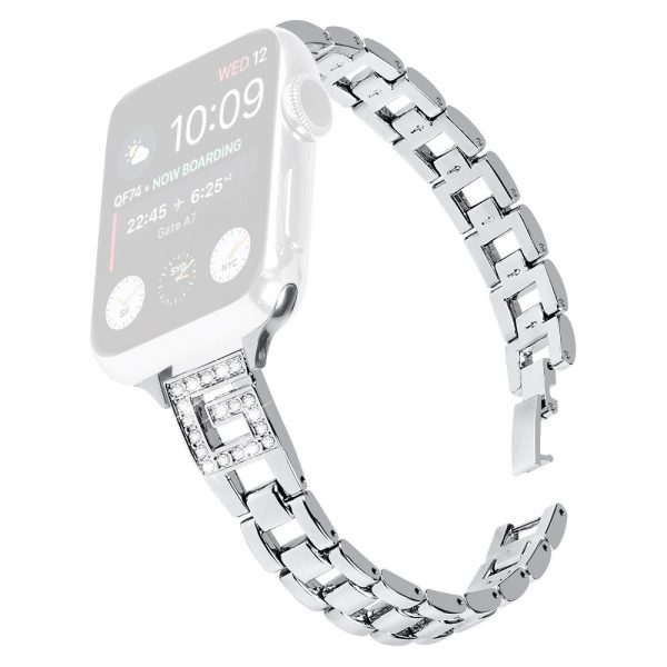 Apple Watch Series 41mm - 40mm - 38mm Watch Band G-Shape Rhinestone Decor - Silver For Cheap