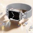 Apple Watch Series 9 45mm   Ultra 2 rhinestone S-shape milanese stainless steel strap - Silver Supply