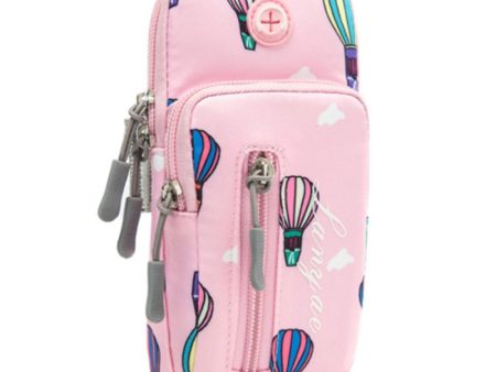 Universal elastic armband hot air balloon pattern style phone pouch - Light Pink   Size: L on Sale