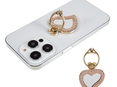 Fashionable heart shape rhinestone smartphone ring holder - Gold For Cheap