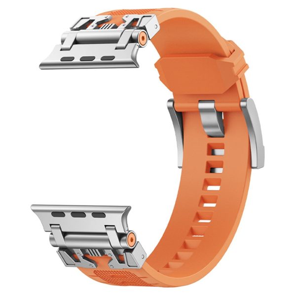 Apple Watch Series 49mm - 45mm - 44mm - 42mm Flexible Watch Band - Silver   Orange Hot on Sale