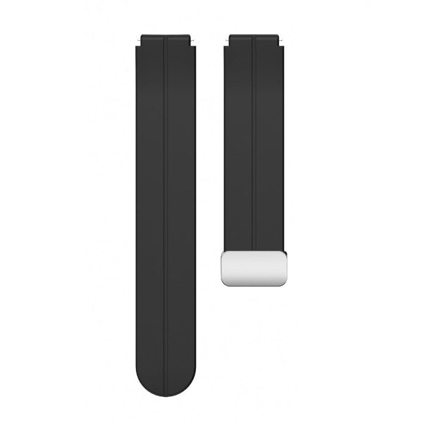 18mm Universal silicone strap with silver buckle - Black For Sale