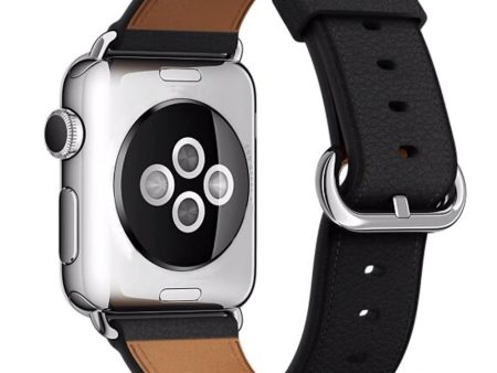 Apple Watch 49mm   45mm   44mm   42mm Genuine Cow Leather Watch Strap - Black Sale