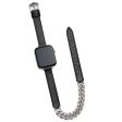 Apple Watch Series 49mm - 45mm - 44mm - 42mm Universal Watch Band Chain Leather Strap - Black Online