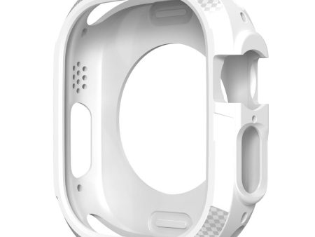 Apple Watch Ultra cabon fiber style cover - White For Sale