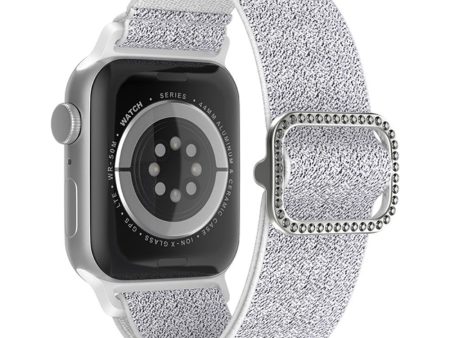 Apple Watch (41mm) stitching nylon watch strap with rhinestone buckle - Silver   White Hot on Sale