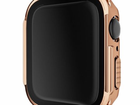 Apple Watch (45mm) electroplated cover with tempered glass - Rose Gold For Sale