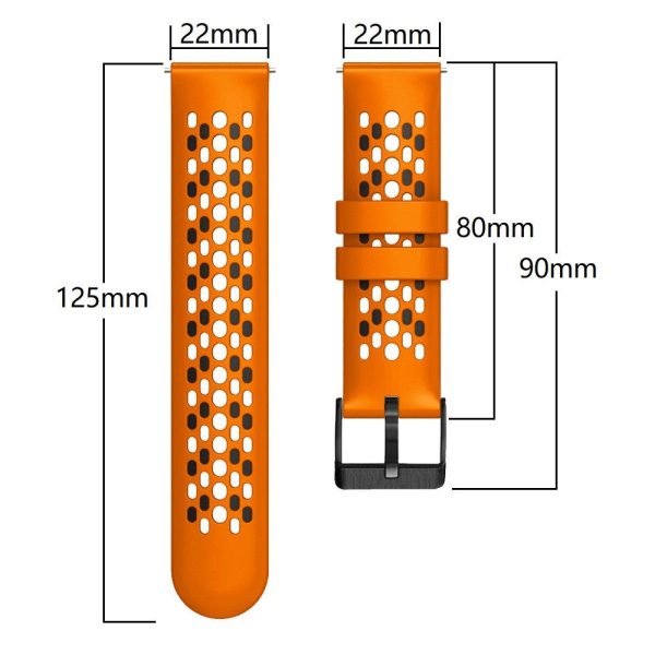 22mm Universal dual color five row hole style silicone watch strap - Black   Grey Hot on Sale