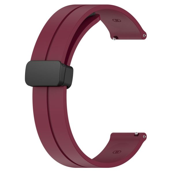 20mm Universal silicone watch strap with magnetic folding buckle - Wine Red For Cheap