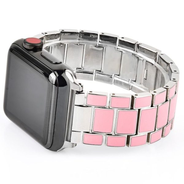 Apple Watch (45mm) 3 bead fashionable watch strap - Pink   Silver Cheap