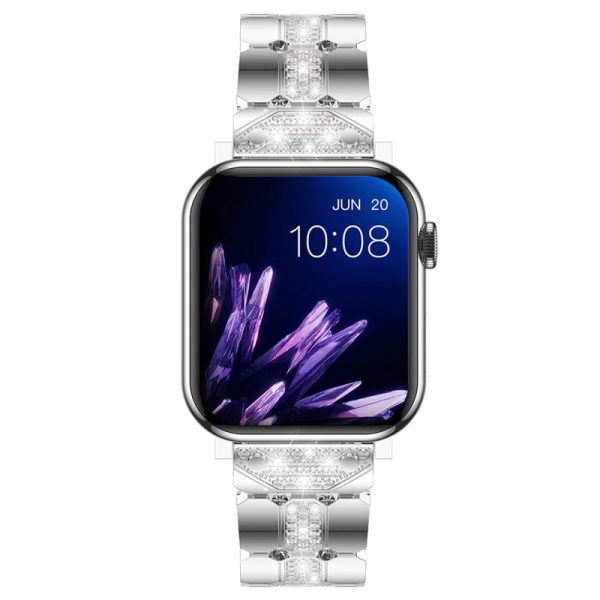 Apple Watch Series 41mm - 40mm - 38mm Stylish Rhinestones Decor Zinc Alloy Watch Band - Silver Sale