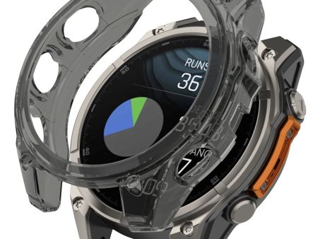 Garmin Fenix 8 47mm Flexible Case Drop-Proof Half Guard Watch Case Cover - Transparent Black Supply