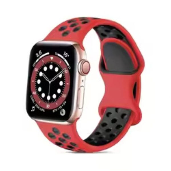 Apple Watch Series 49mm - 45mm - 44mm - 42mm4mm   3 2 1 42 Silicone Watch Strap - Red+Black For Cheap