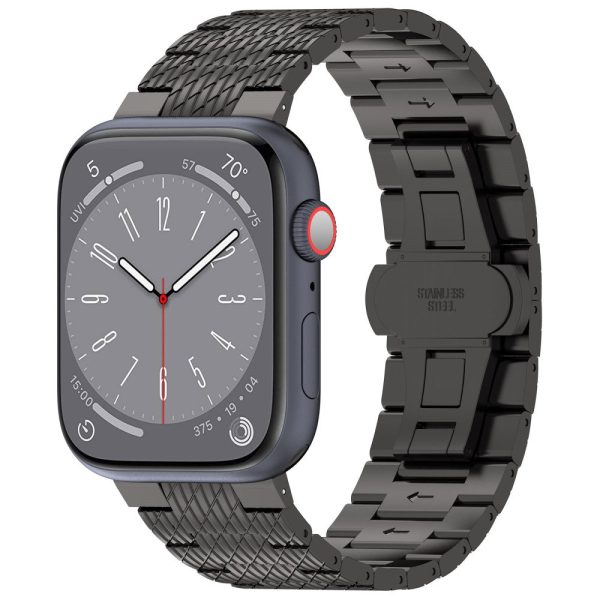 Apple Watch Series 49mm - 45mm - 44mm - 42mm Watch Bracelet Stainless Steel Strap - Black Online now