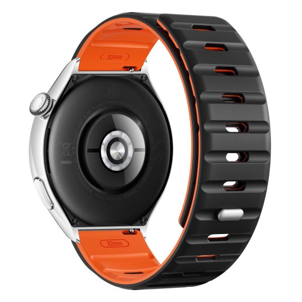 22mm Magnetic Strap Xiaomi Watch S4 Sport   Redmi Watch 5 Active Silicone Watch Band - Black+Orange Online Sale