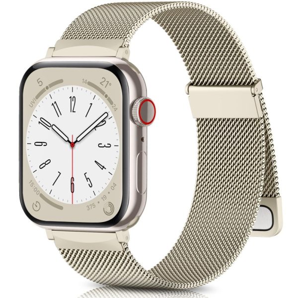 Apple Watch Series 49mm - 45mm - 44mm - 42mm Metal Strap Watchband - Champagne Gold For Sale