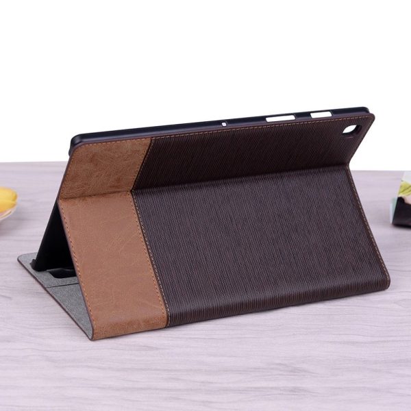 Samsung Galaxy Tab S5e cross texture splicing leather case - Coffee Online Sale