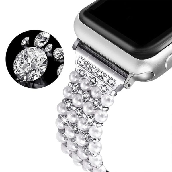 Apple Watch (45mm) rhinestone faux pearl décor watch strap Fashion