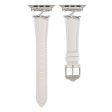 Apple Watch Series 41mm - 40mm - 38mm Watch Band Genuine Leather - Silver   White Online