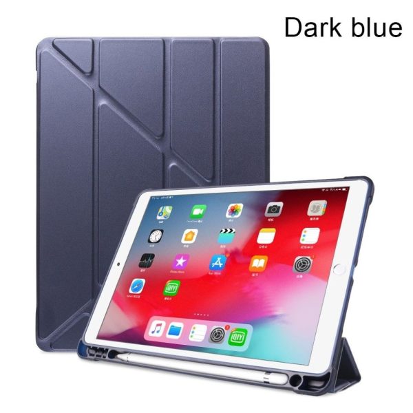 iPad 10.2 (2019) origami leather flip case - Dark Blue For Cheap