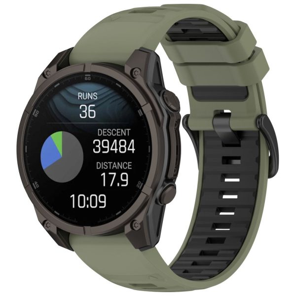 22mm Strap Garmin Fenix 8 47mm   Fenix E 47mm   Quatix 7 Pro Universal Silicone Watch Band - Army Green+Black Cheap