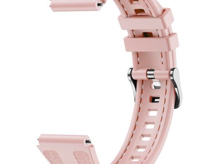 18mm Strap Huawei Watch GT 5 41mm   GT 4 41mm   Garmin Venu 3S Universal Silicone+Nylon Watch Band - Pink Online Hot Sale