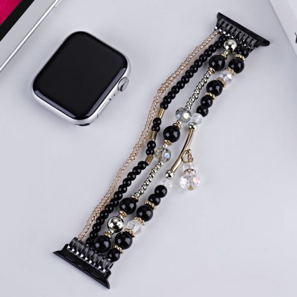 Apple Watch Series 49mm - 45mm - 44mm - 42mm Four Rows Bead Chain Strap - Black Cheap