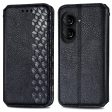 Asus Zenfone 10 leather case with a stylish rhombus imprint - Black For Discount