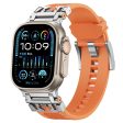 Apple Watch Series 49mm - 45mm - 44mm - 42mm Flexible Watch Band - Silver   Orange Hot on Sale