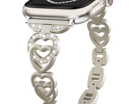 Apple Watch Series 41mm - 40mm - 38mm Zinc Alloy Band Love Heart Design Watch Strap - Starlight Online Sale