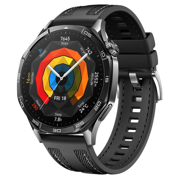 22mm Strap Huawei Watch GT 5 Pro 46mm   GT 5 46mm   GT 4 46mm Universal Silicone+Nylon Watch Band - Black Online Sale