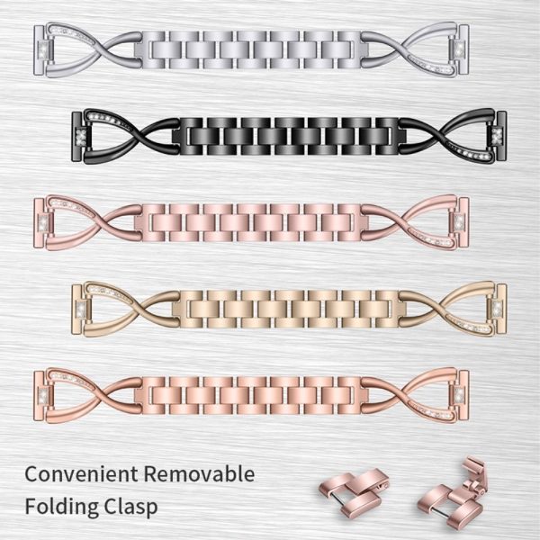 18mm X-Shape rhinestone décor watch strap for Fossil watch - Gold For Sale