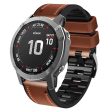 26mm leather with silicone watch strap for Garmin watch - Brown Online