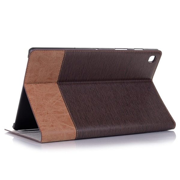 Samsung Galaxy Tab S5e cross texture splicing leather case - Coffee Online Sale