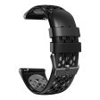 22mm Universal dual color five row hole style silicone watch strap - Black   Grey Hot on Sale