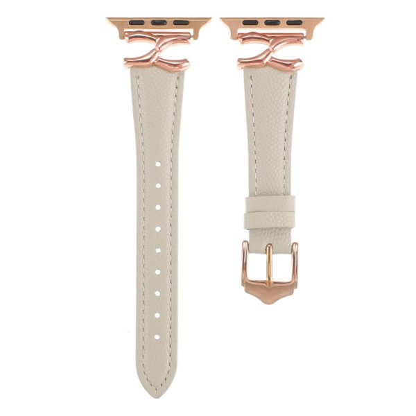 Apple Watch Series 49mm - 45mm - 44mm - 42mm Leather Watch Band - Rose Gold   Grey Discount