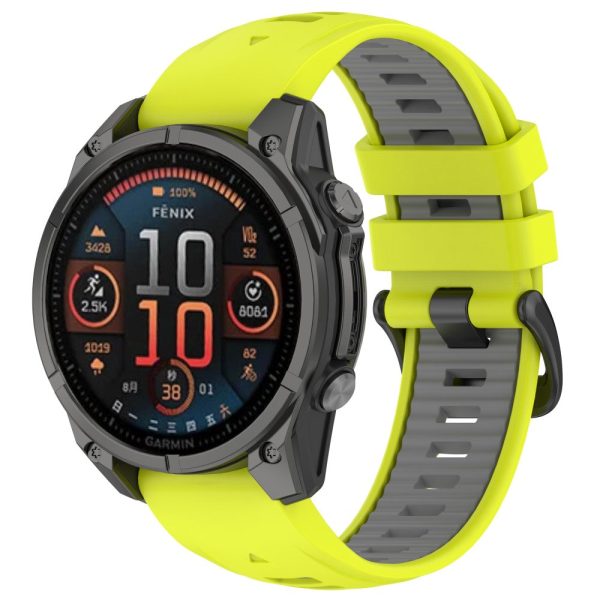 20mm Strap Garmin Fenix 8 43mm   Descent MK3   MK3i   epix Pro (Gen 2) 42mm Universal Silicone Watch Band - Lime+Grey For Discount