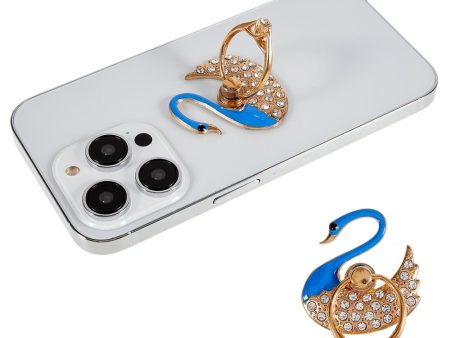 Swan rhinestone glitter style smartphone ring holder - Dark Blue Fashion