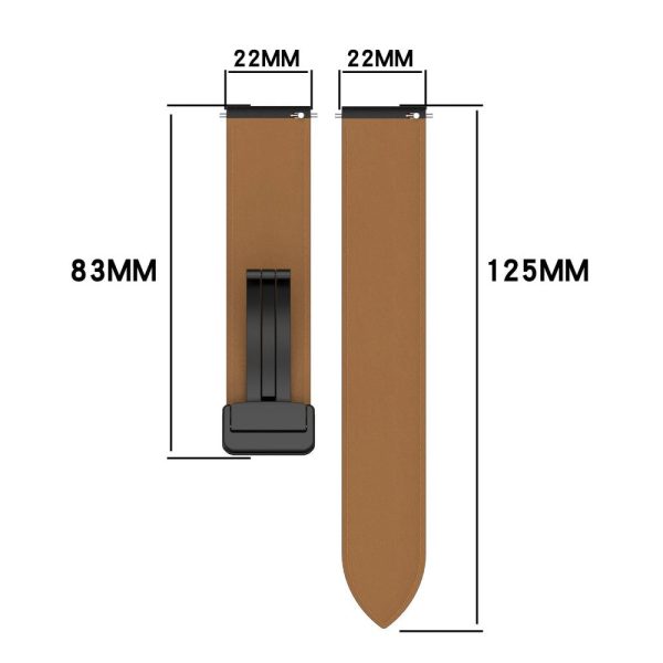 22mm Genuine leather strap for Huawei and Samsung watch - Brown Fashion