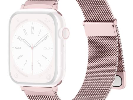 Apple Watch Series 49mm - 45mm - 44mm - 42mm Metal Strap Watchband - Rose Pink on Sale