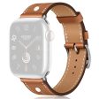 Apple Watch 49mm   45mm   44mm   42mm Genuine Cow Leather Band Rivet Decor Strap - Brown For Discount